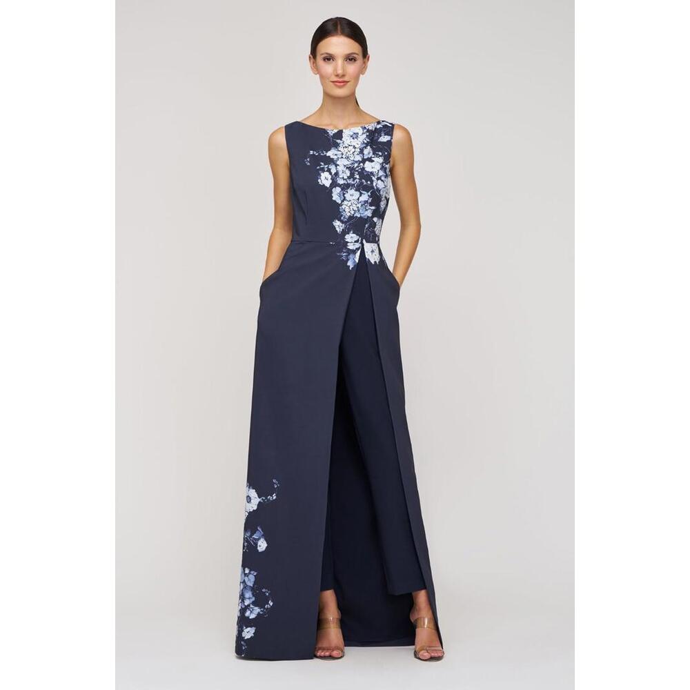 NEW Kay Unger Esti Walk Thru Jumpsuit Blue Size 16 #LD294
